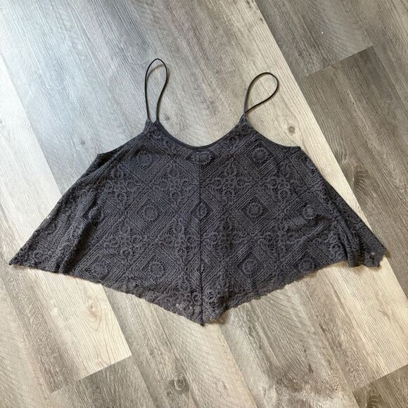 American Eagle Lace Trapeze Top Lined Small Dark Gray Festival - Picture 2 of 11